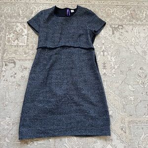 Seraphine navy blue boucle maternity shift dress